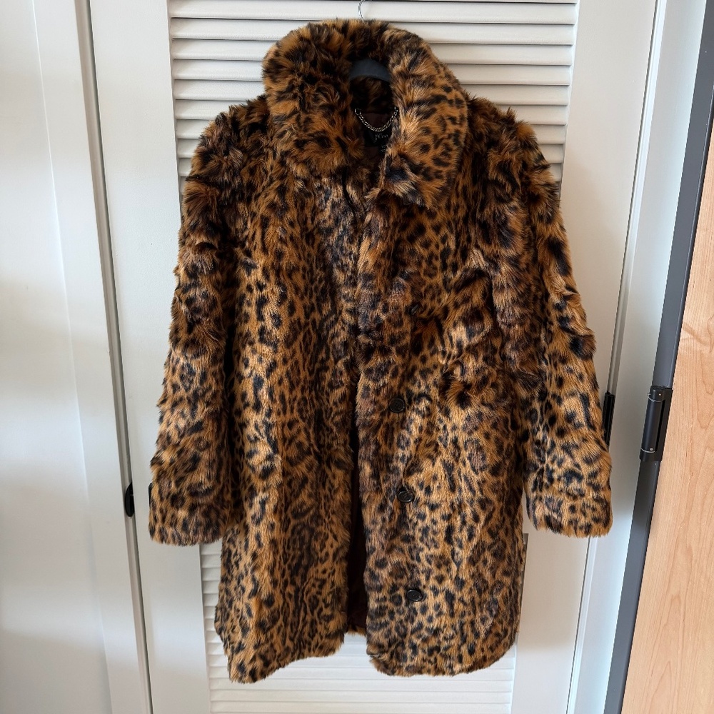 JCrew Leopard Faux Fur Coat-  XSmall